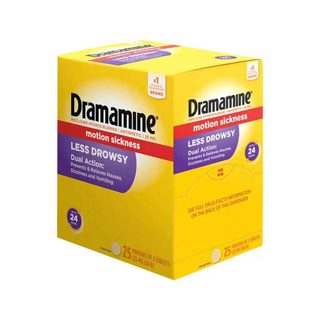 DRAMAMINE LESS DROWSY DISPENSER 25 X 2'S