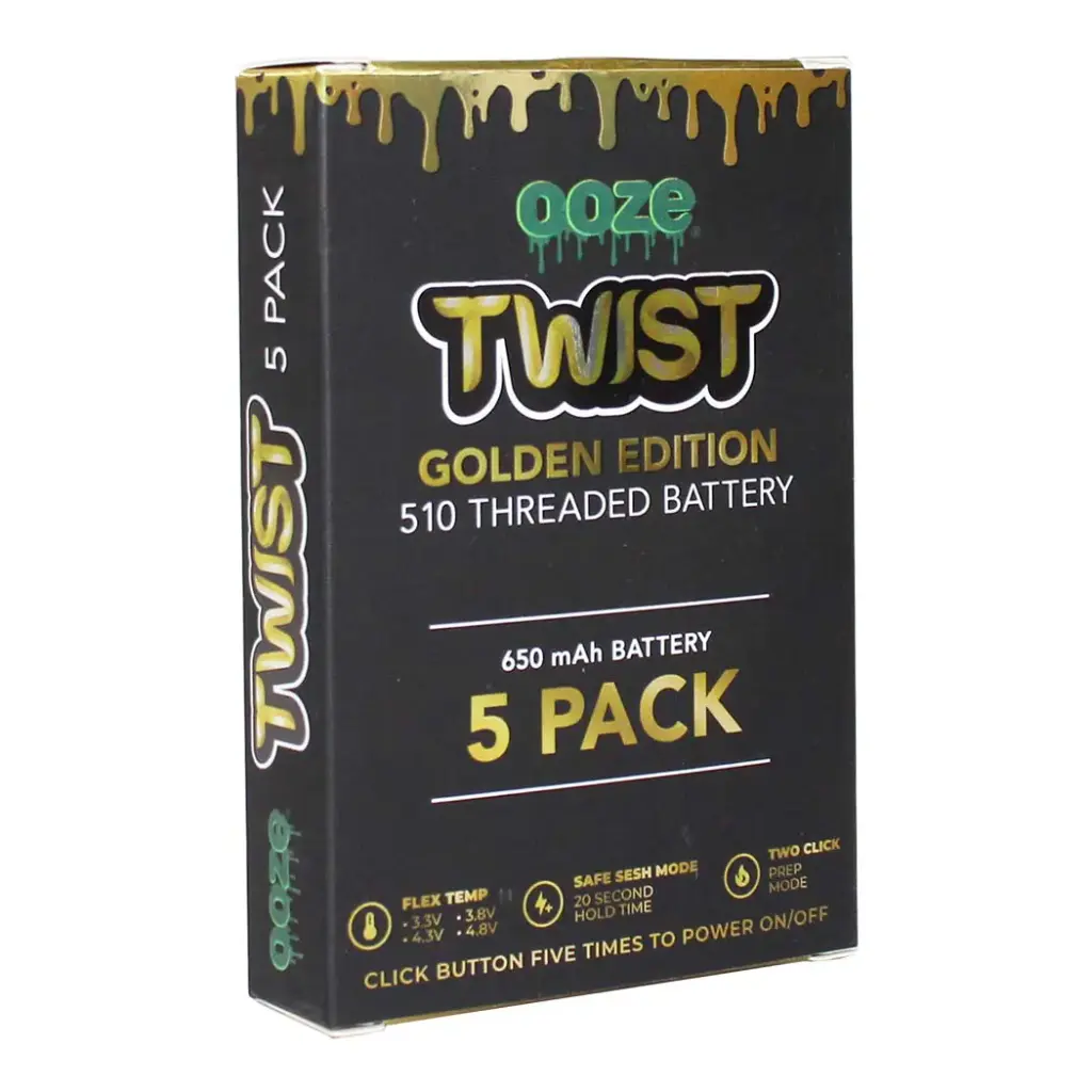 OOZE TWIST GOLD 650 MAH BATTERY 5PK