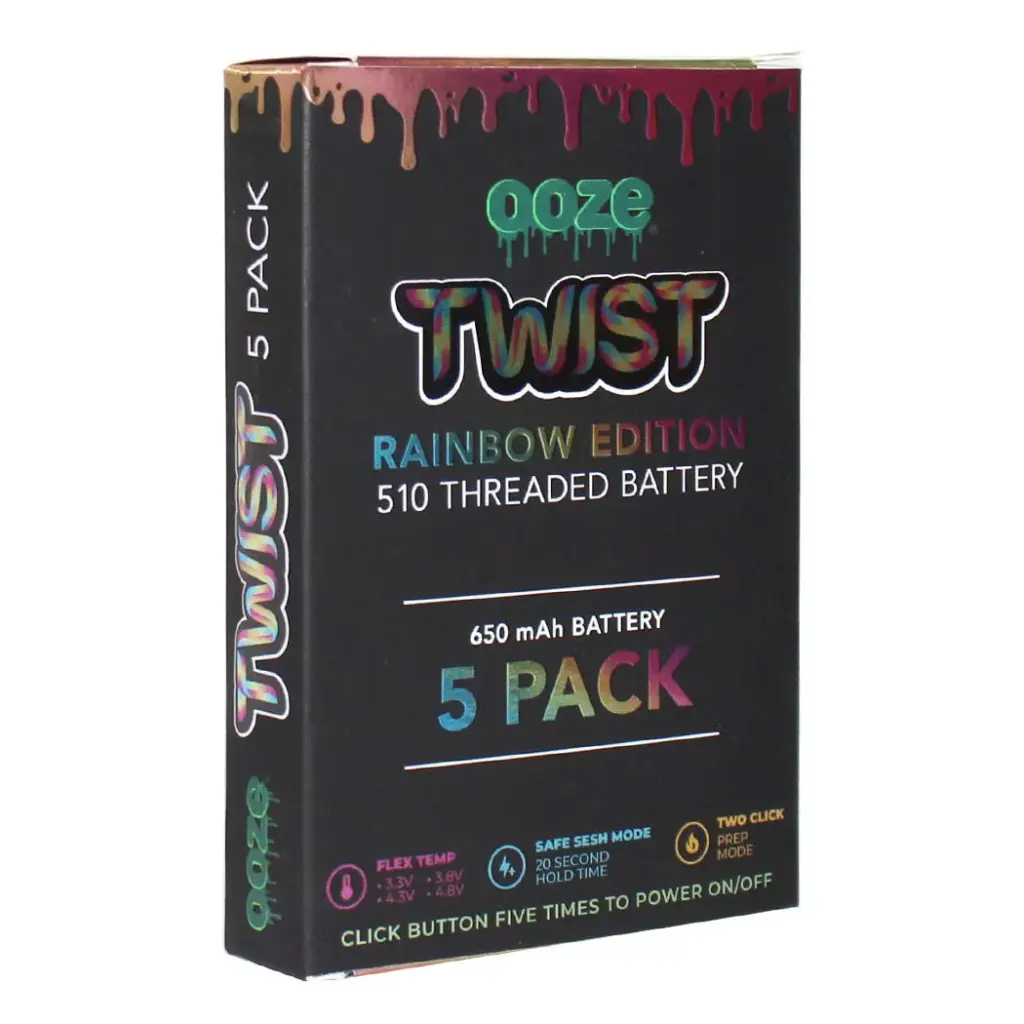 OOZE TWIST RAINBOW 650 MAH BATTERY 5PK