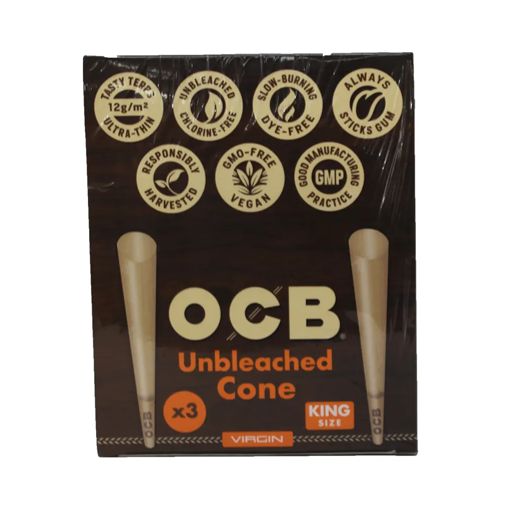 OCB CONE VIRGIN KING SIZE UNBLEACHED 32-3 PACKS