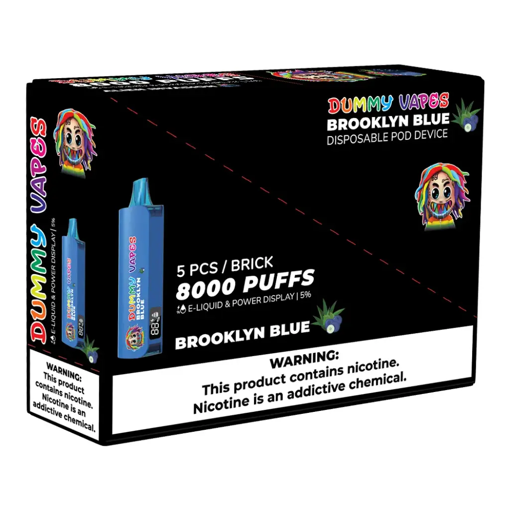 DUMMY VAPE 1% BROOKLYN BLUE 5 PK DISPOSABLE (8K)
